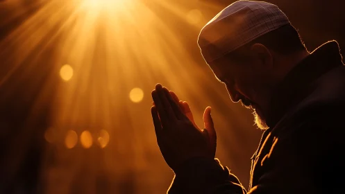 Golden light embracing a quiet moment of heartfelt prayer.