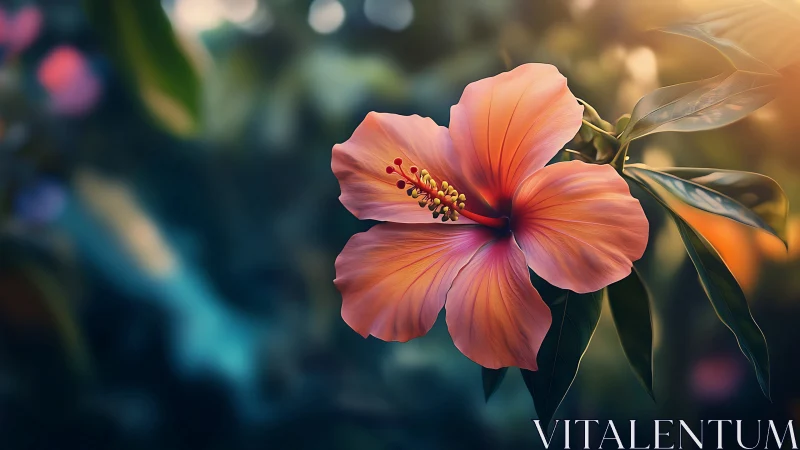 Coral Hibiscus Commands the Golden Hour Stage