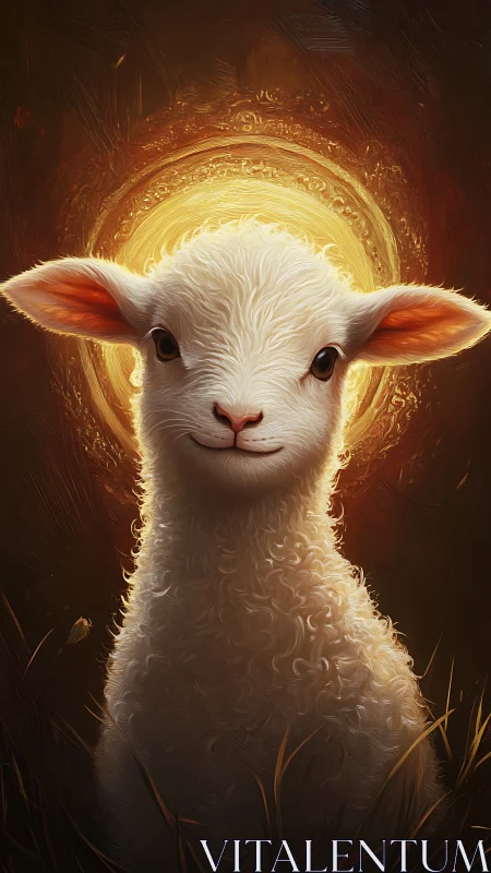 Gentle lamb glowing softly in warm golden evening light.