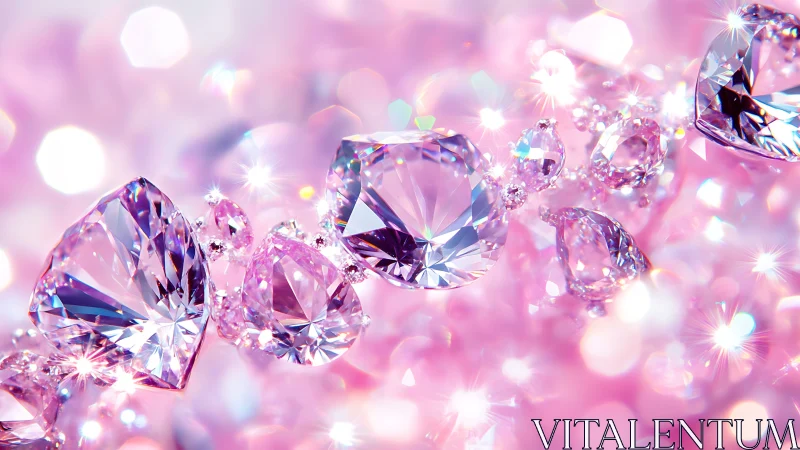 Sparkling pink gemstones glowing in a dreamy soft light.