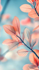 Soft coral leaves drifting in a dreamy morning light.