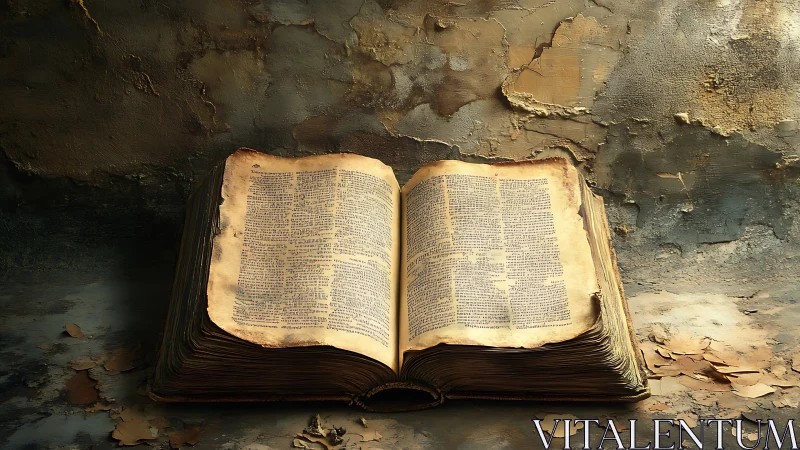 Ancient grimoire breathing dust and secrets in twilight glow.