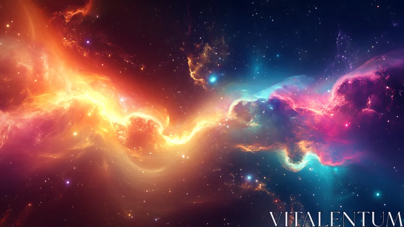 Cosmic nebula stream glows across deep starfield void