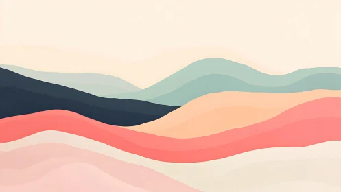 Pastel layered hills in minimalist abstract landscape study.