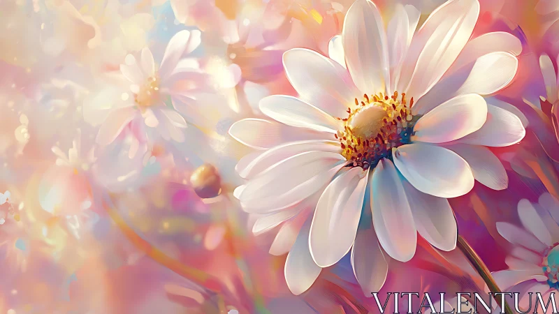 Luminous Daisies. Soft Florals in Golden Pink Light.