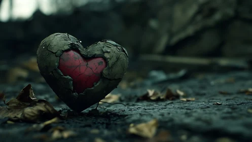 Stone Heart Emerges from Desolate Ground