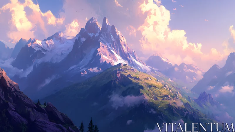 Sunlit alpine peaks welcome a dreamy, peaceful escape