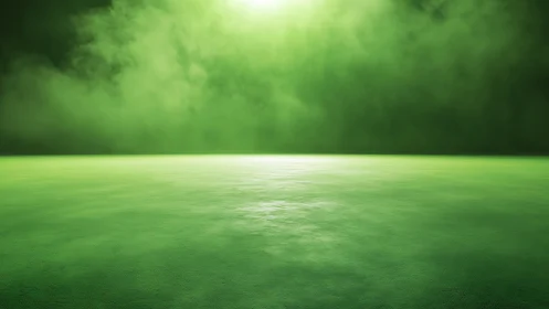 Uniform green plane extends to horizon beneath diffuse light