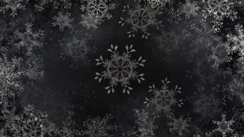 Symmetrical snowflake pattern on dark gradient field.