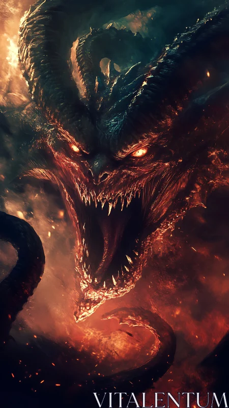 Infernal serpent-king howls through molten twilight