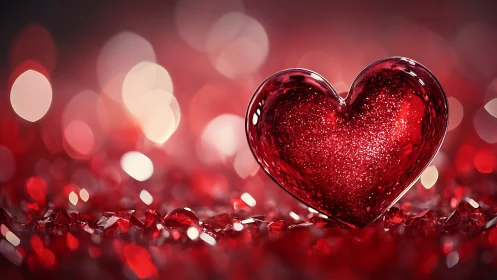 Luminous Crystal Heart Drowning in Scarlet Glitter Dreams.