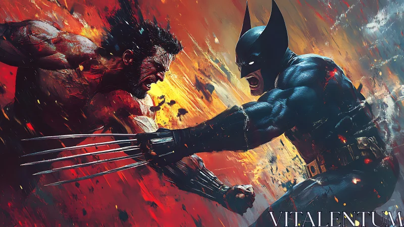 Clawed rage collides with shadow knight in molten fury.