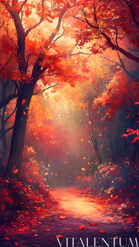 Digital Forest Pathway with Volumetric Light Diffusion and Warm Color Temperature