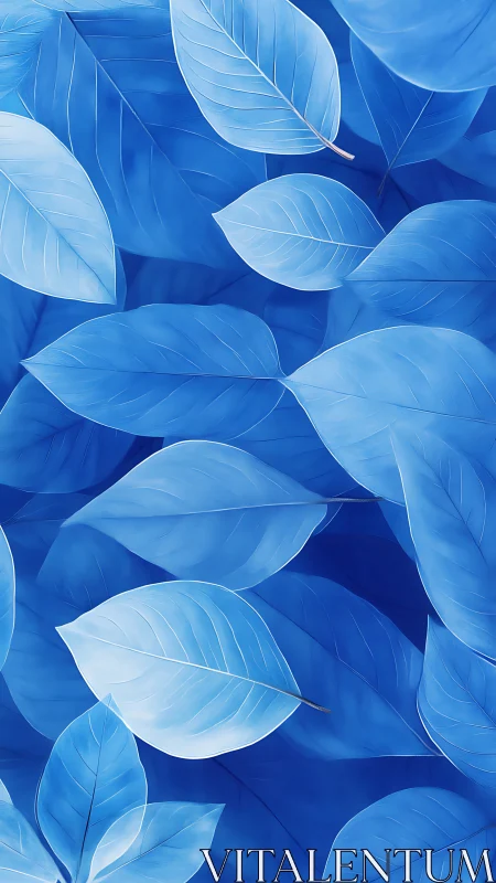 Blue foliage pattern unfolds in layered luminous leaves.