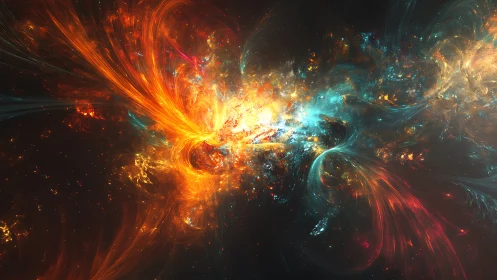 Blazing cosmic colors swirl gently through a dreamy nebula