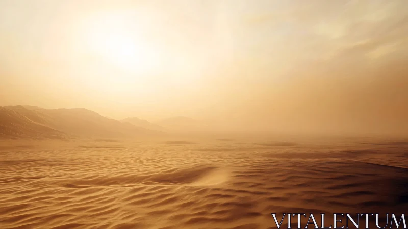 Sunlit desert plain extends toward distant low ridgelines