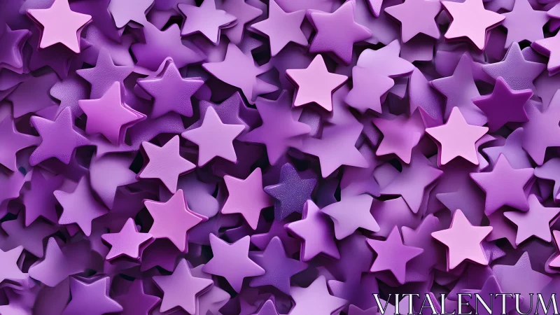 Cluster of Purple 3D Stars in Modern Abstract Pattern.