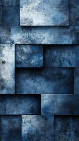Midnight steel stairways of stacked indigo rectangles.
