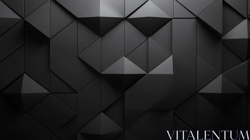 Geometric black 3D panels form angular low relief surface