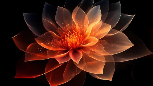 Glowing ethereal flower unfolding in warm, luminous light.