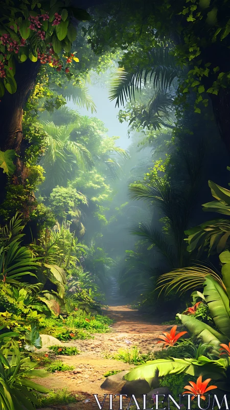 Tropical Canopy Passage with Stratified Luminous Depth.