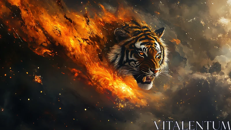 Pyroclastic tiger emergence within turbulent nebular combustion.