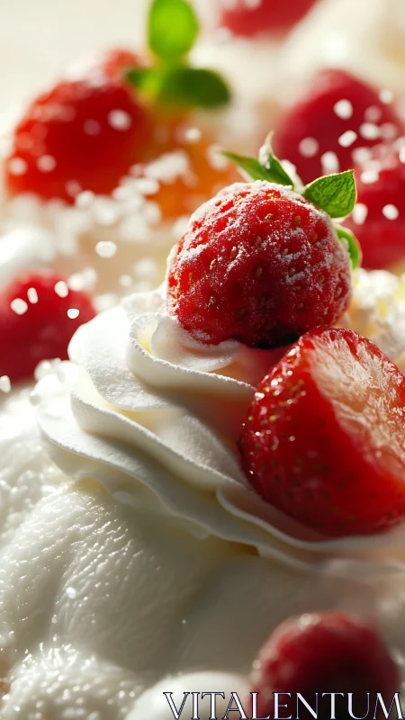 Sugar-Frosted Berries on Cream Swirl.