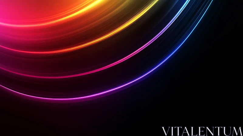 Curved neon light trails render smooth RGB spectral gradients precisely