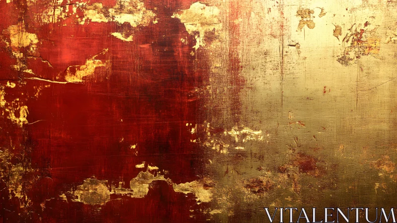 Abstract Red and Gold Texture with Grunge Artistic Finish.