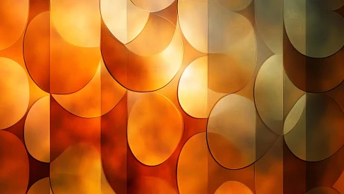 Warm Geometric Abstract Art with Overlapping Circles and Texture.