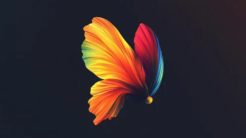 Vibrant abstract butterfly shape on dark background.
