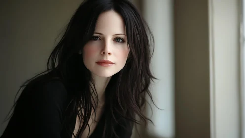 Portrait of woman in soft indoor natural window light.