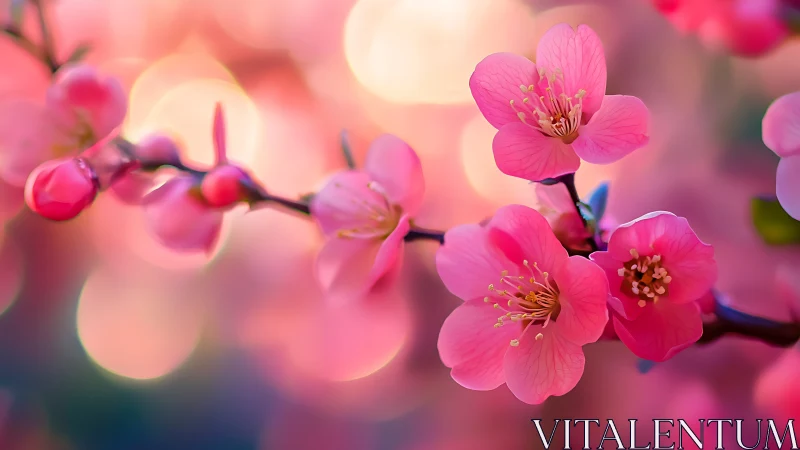 Soft Pink Blossoms Dancing in Spring Light.