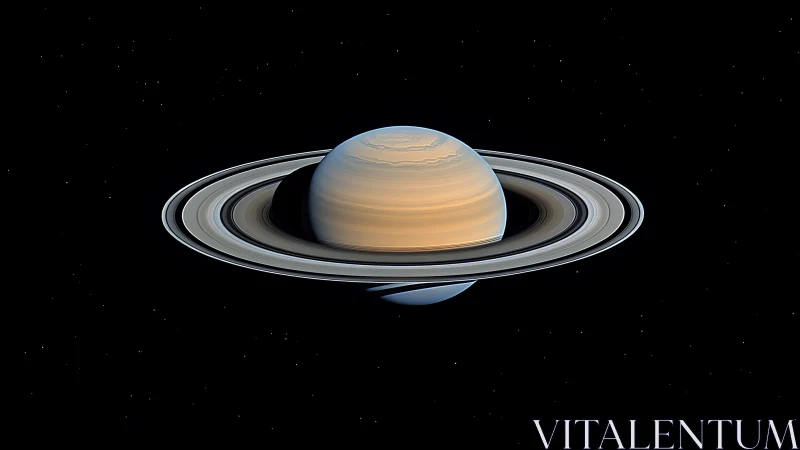 Photorealistic Saturn portrait with concentric ring structure.