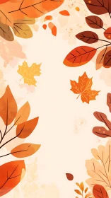 Autumn foliage border illustration with warm tonal layering.