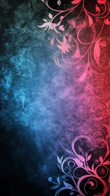 Floral swirl gradient background with textured color field.