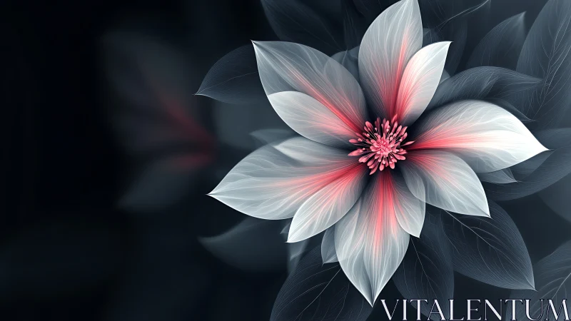 Ethereal white flower blooms softly against a misty dark void