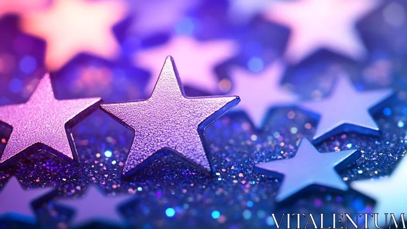 Shimmering pastel stars glowing in dreamy purple light.
