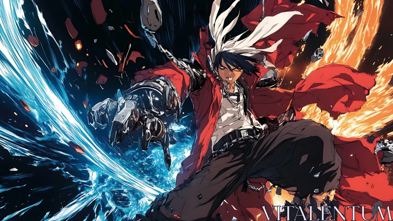 Rogue ember and tidal blade collide around cyber brawler.