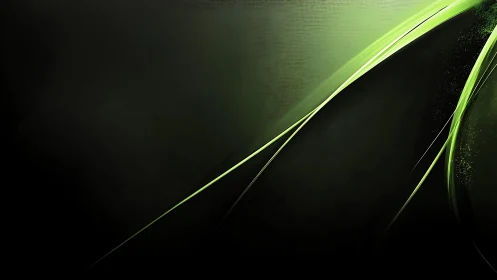 Abstract green light streaks on dark background, digital style.