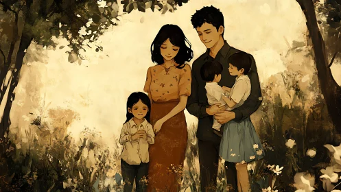 A Warm Family Moment in Nature's Gentle Embrace