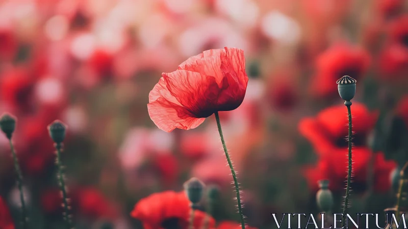 Solitary Papaver Specimen with Selective Focus Depth.