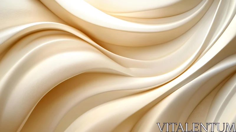 Creamy Abstract Fabric Waves Digital Art Background.