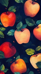 Sunlit apples drifting on a dreamy midnight orchard sky.