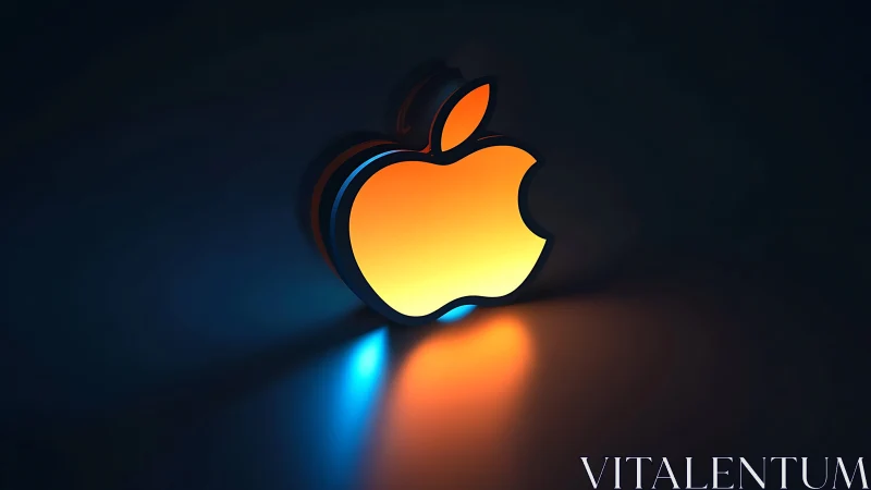 Luminous apple icon glows in molten gold and neon haze.