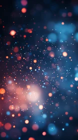 Defocused particle bokeh field with blue‑orange chromatic contrast