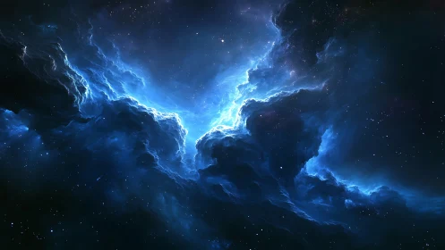 Digital rendering depicts luminous blue interstellar cloud
