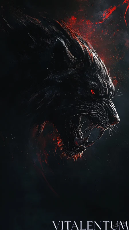 Fierce shadow panther glowing with fiery, untamed spirit.