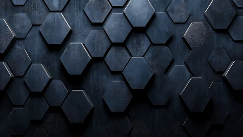 Midnight hexagon wall with quietly shifting depth.