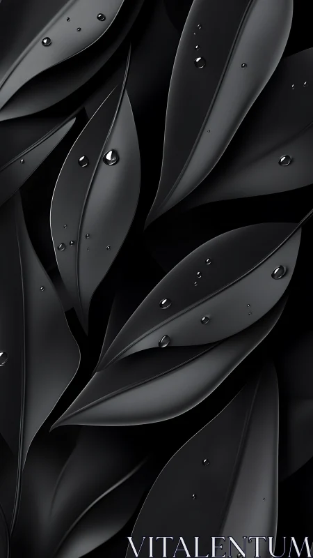 Monochrome synthetic leaves with specular droplets emphasize smooth curvature